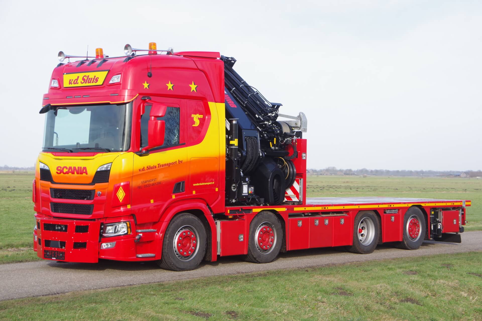 SCANIA 8x2 Wide Spread met HIAB IQ1188 lv 1
