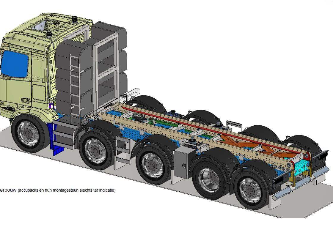 VELDHUIZEN E-TRUCKS 10x2-49-Ton chassis met accu's