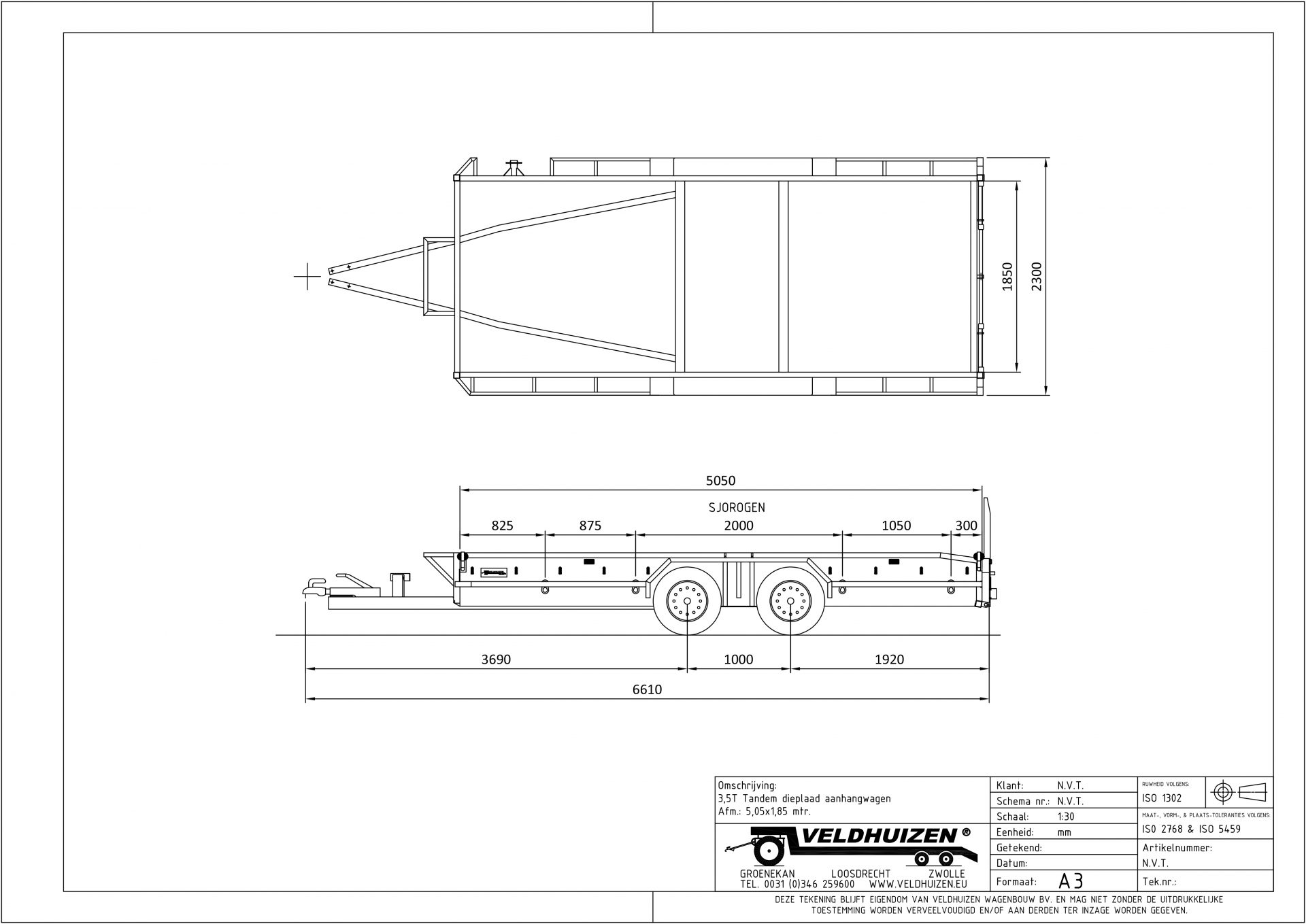 Tandem dieplaad ahw 3,5T 5,05x1,85